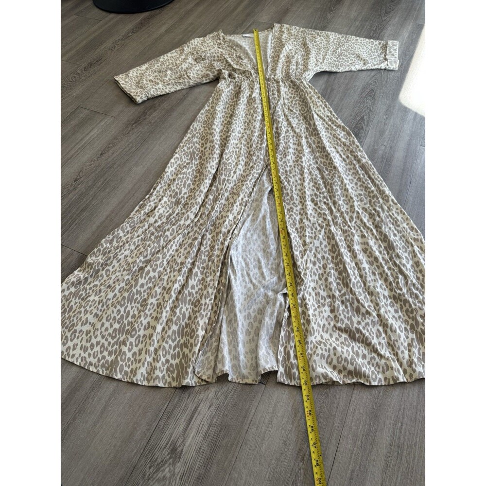 Girl and The Sun Verity Maxi Dress Deep VNeck Cream Muted Leopard Euro Trip Sz M - Picture 9 of 16